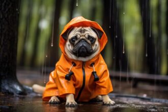Dog Wearing Waterproof Clothing