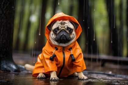 Dog Wearing Waterproof Clothing