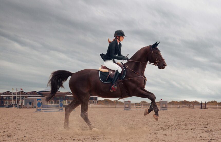 Sport Girl Rides Horse Championship Home Pets Coach